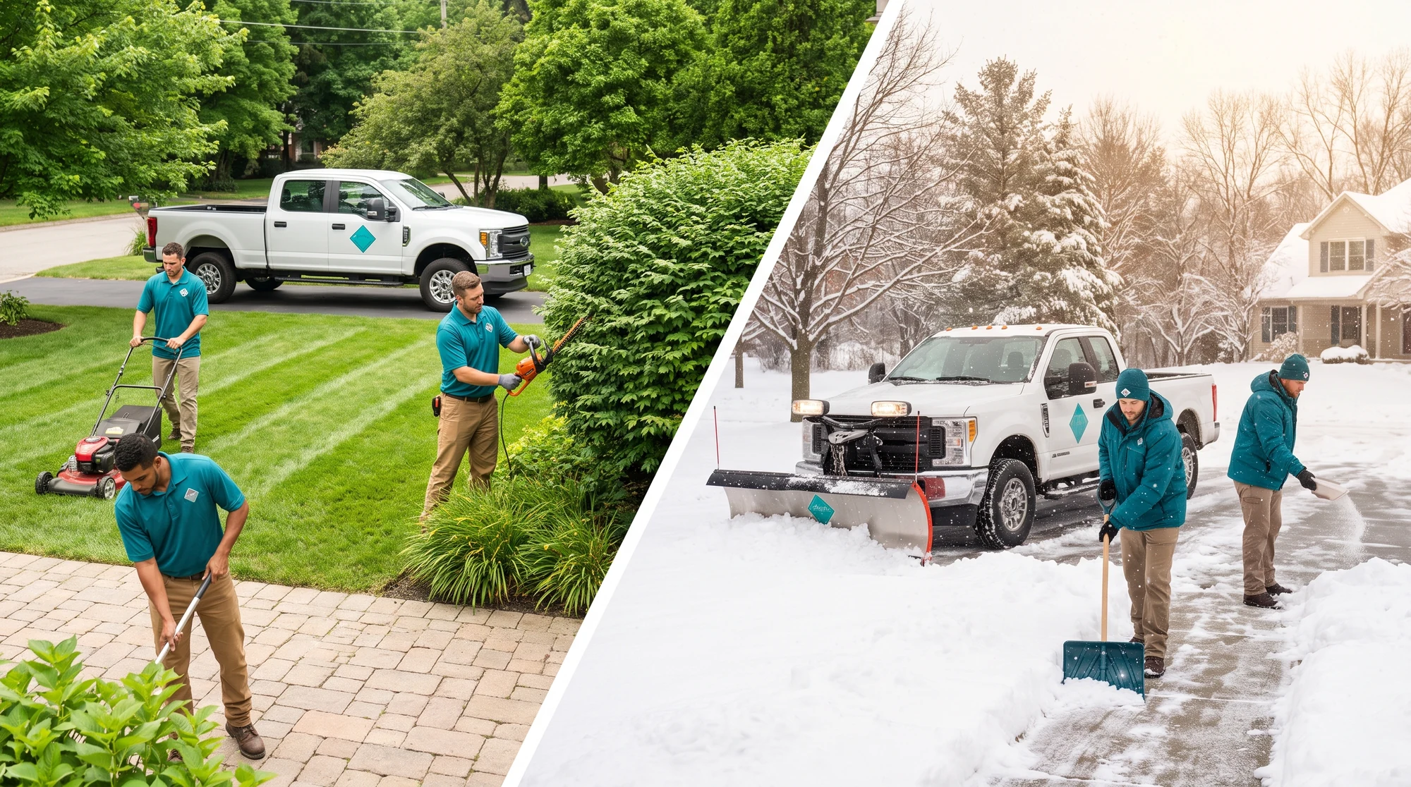 10x Property Services crew, summer and winter
