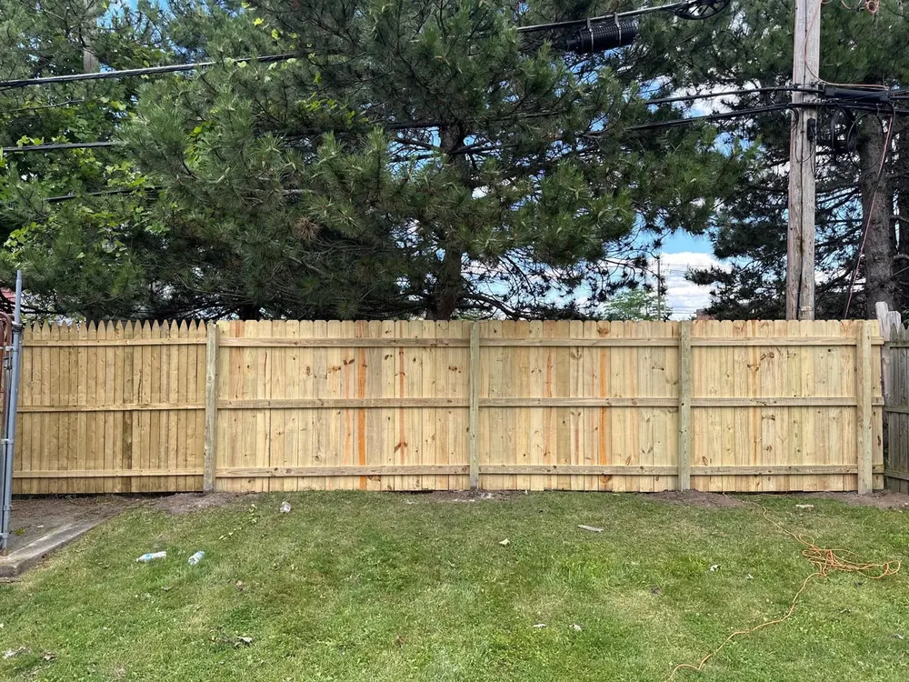 New wood privacy fence between two homes in Buffalo, NY